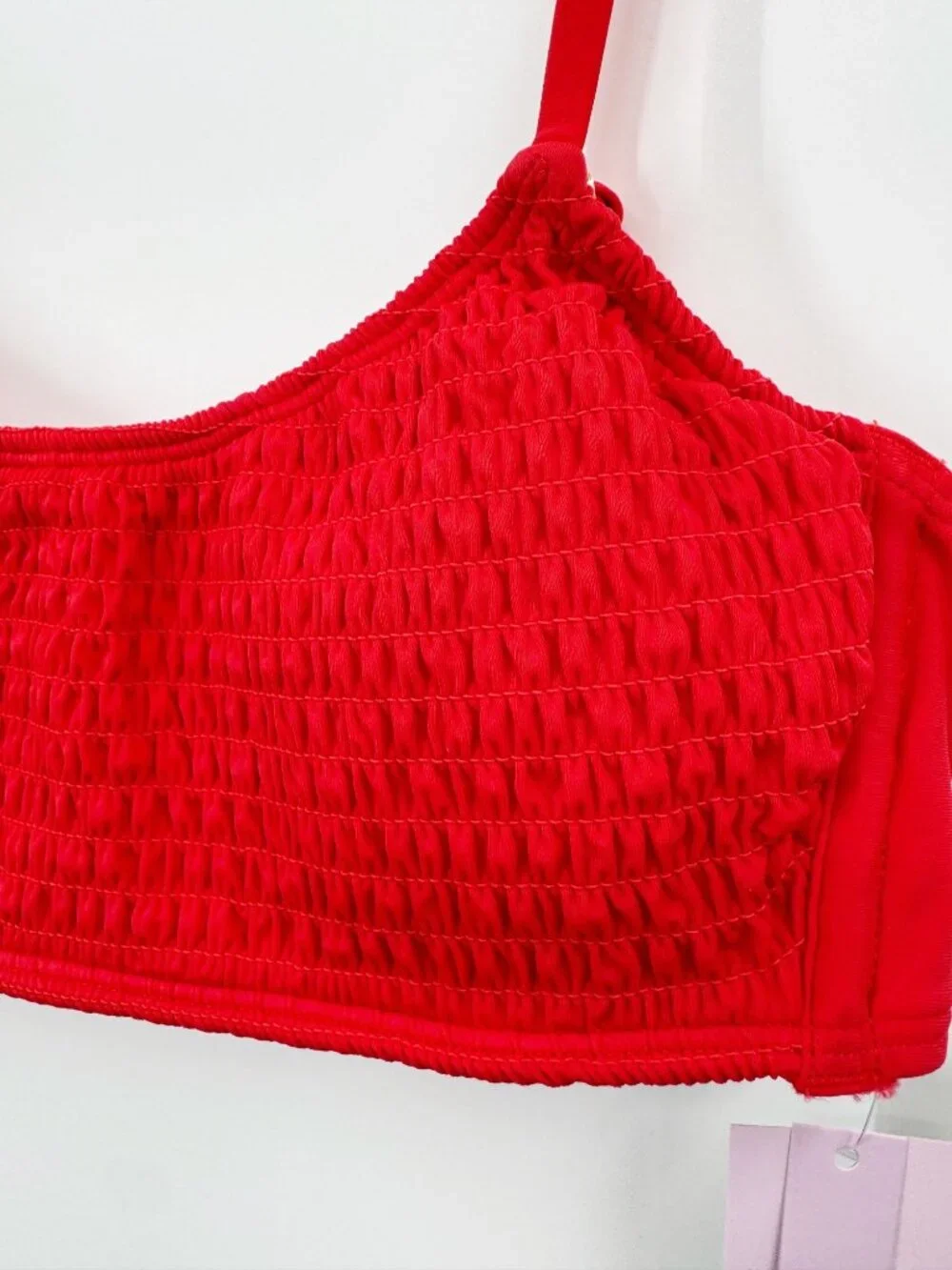 NEW Wild Fable Smocked Bralette Bikini Top - Red - Size Medium